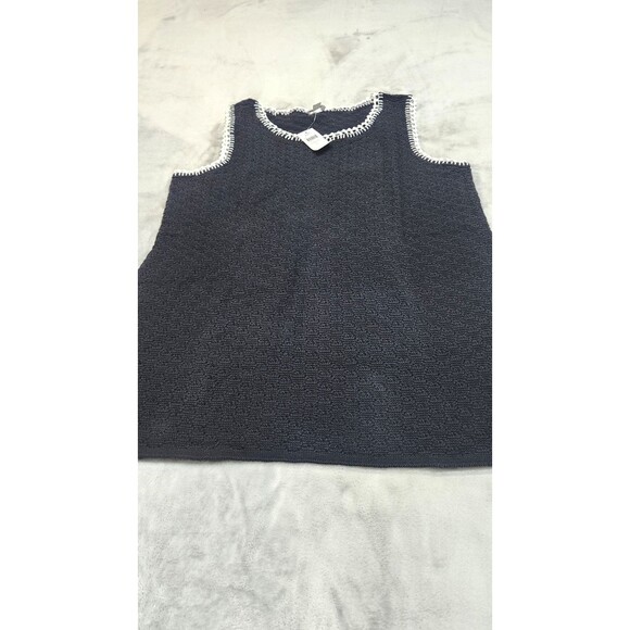 J.Jill Women's Size Large Black White Hand Embroidered Trim Sweater Tunic NWT - Picture 1 of 9